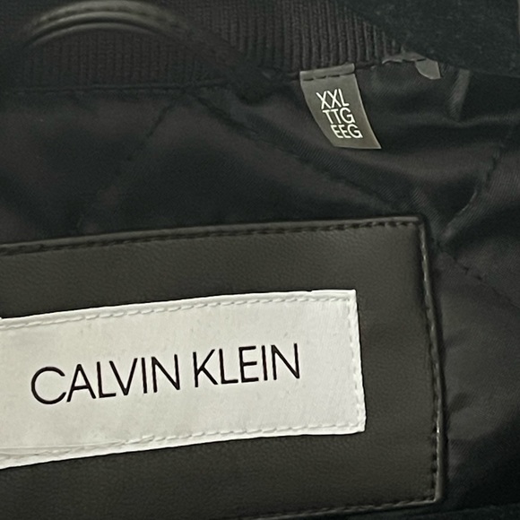 Calvin Klein Dark Brown Leather Bomber Jacket - Picture 3 of 4